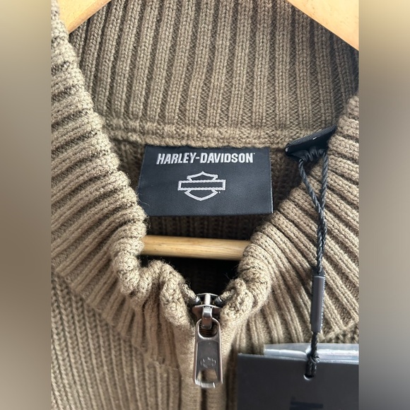 Harley Davidson Willie G Skull  Wool Cotton Full Zip Knit Green Sweater Size 2X - Picture 9 of 12